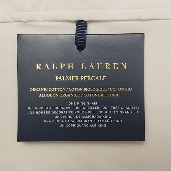 Ralph Lauren Home Palmer Percale King Sham Sand Dune Organic Cotton 20"x 36" NWT - Picture 2 of 16